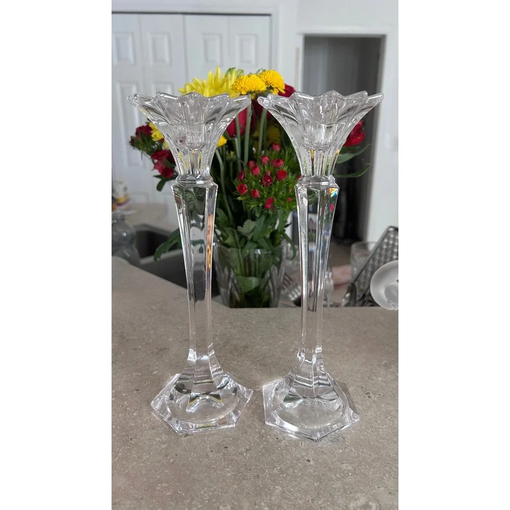 Vintage Mikasa Excelsior Set of‎ 2 Crystal Taper Candle Holders